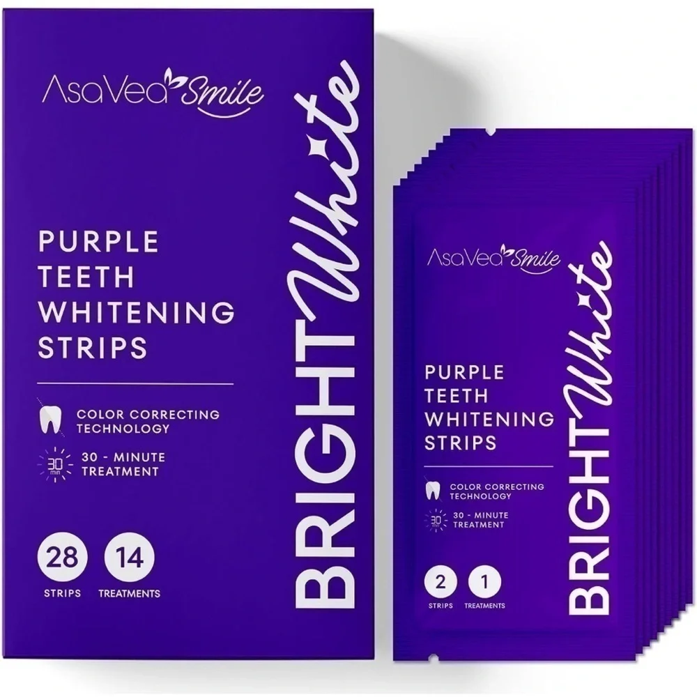 Brand New Bright White Bundle Purple Color Correcting Foam & Whitening Strips